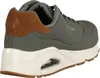 A side view of a gray Skechers sneaker with a brown accent on the heel and a white sole. Voir les images du produit