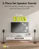 A living room scene with a TV, media console, and two speaker stands with speakers. Náhled obrázku produktu