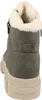 A rear view of a single gray boot with a beige sole and white fur lining. Produktbild-Vorschau