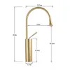 Waschtischarmatur Gold Wasserhahn Bad Waschbecken Hoch 360° Produktbild-Vorschau 3