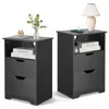 Two black nightstands are shown side-by-side against a white background. Náhled obrázku produktu