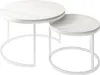 Two nesting round coffee tables with white marble-like tops and white metal frames, presented on a white background. Náhled obrázku produktu