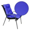 A blue chair cushion on a gray chair, with a close-up inset of the cushion's fabric texture. Produktbild-Vorschau