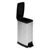 A silver and black pedal trash can with its lid open, shown against a white background. Náhled obrázku produktu