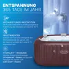 A close-up of an inflatable hot tub with text describing its features. Produktbild-Vorschau