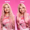 A split image showing a woman's hair before and after using a hair product. Náhled obrázku produktu