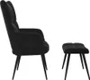 A black velvet armchair and ottoman are shown from the side against a white background. Voir les images du produit