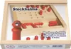 A wooden box containing a board game with red playing pieces. Podgląd zdjęcia produktu