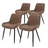 Four brown dining chairs with diamond-stitched upholstery and black metal legs are arranged on a white background. Náhľad obrázku produktu