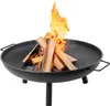 A black metal fire pit with wood burning inside, set against a white background. Anteprima dell’immagine prodotto