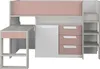 Hochbett mit Schreibtisch & Stauraum - 90 x 200 cm - Rosa, Produktbild-Vorschau 1