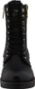 Das Bild zeigt einen schwarzen Stiefel der von der Seite betrachtet wird. Der Stiefel hat eine robuste Sohle und eine schlichte Form ohne auffällige Verzierungen. Produktbild-Vorschau