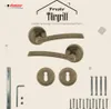 A product image showcasing door handles and related hardware, with text and branding. Produktbild-Vorschau