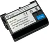 A close-up shot of a black camera battery with labels and text. Produktbild-Vorschau