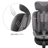 A close-up diagram of a car seat highlighting its airflow system, with a larger view of the car seat to the right. Voir les images du produit