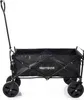 A black folding wagon with wheels and a handle, shown from the side against a white background. Produktbild-Vorschau