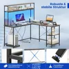 COSTWAY Biurko narożne w kształcie litery L 145x145cm Podgląd zdjęcia produktu 8