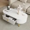 Sweiko Couchtisch mit zwei Schubladen, goldenen Griffen und Produktbild-Vorschau 4