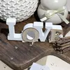 Centro tavola decorativo Love - Legno bianco, ultraleggero Anteprima dell’immagine prodotto 4