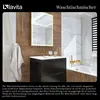 A modern bathroom vanity with a sink and faucet, a mirror, and a bathtub. Produktbild-Vorschau