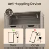 An image showing how to use an anti-toppling device on a cabinet, with illustrations comparing correct and incorrect installation. Produktbild-Vorschau