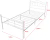 A white metal bed frame with dimensions indicated by red lines and text. Produktbild-Vorschau