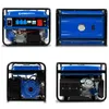 A collage of four images showing a blue and black generator from different angles. Produktbild-Vorschau