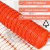 A roll of orange plastic safety netting is shown, with marketing text overlays highlighting product features. Náhled obrázku produktu