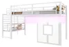 Hochbett 90x200cm mit Treppe Stauraum LED Weiß Einzelbett Produktbild-Vorschau 5