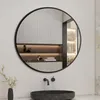 Spiegel Rund 50 cm Schwarz mit Aluminiumrahmen Wandspiegel Produktbild-Vorschau 1
