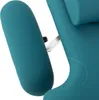 A close-up view of a turquoise massage table's headrest and armrest. Náhled obrázku produktu
