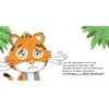 Illustration of a sad tiger cub with text describing how tigers greet each other. Voir les images du produit