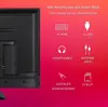 A graphic displaying various connection ports and their labels, with a partial view of a television set on the left. Produktbild-Vorschau