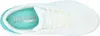 A top-down view of a white Skechers sports shoe with a teal insole. Anteprima dell’immagine prodotto