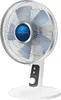 A white Rowenta table fan with blue blades and a silver grille, shown on a white background. Produktbild-Vorschau