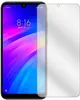 A clear screen protector is shown placed over a smartphone screen. Produktbild-Vorschau