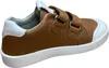 A side view of a brown leather shoe with white accents and a white sole. Produktbild-Vorschau
