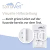 A marketing image showing a veterinary diagnostic test kit with close-up views of the test cassette. Produktbild-Vorschau