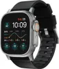 A close-up shot of a smartwatch with a black band and silver hardware, displaying various data on its screen. Náhled obrázku produktu
