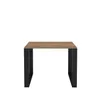 A table with a wooden top and black legs, isolated on a white background. Produktbild-Vorschau