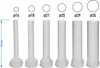 A set of six sausage stuffer tubes of varying diameters, labeled with their respective sizes in millimeters. Produktbild-Vorschau