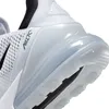 A close-up view of the heel of a white Nike Air Max 270 sneaker, showing the translucent air bubble and the Nike logo. Náhled obrázku produktu