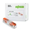 A WAGO 221-2411 connector and its packaging are shown against a white background. Anteprima dell’immagine prodotto