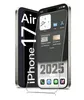 A render of two iPhones, one in the foreground showing a screen with apps and text, and another slightly behind it showing the side profile and text on its back. Produktbild-Vorschau