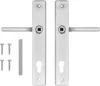 A set of door handles and screws on a white background. Produktbild-Vorschau