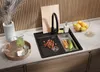 PRIMAGRAN Eckspüle Schwarz Metallic 56x53cm, Granitspüle 1 Produktbild-Vorschau 2