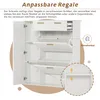 A white cabinet with multiple shelves, possibly for shoes, with doors open. Produktbild-Vorschau