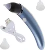 A blue electric nasal aspirator with a USB charging cable and two silicone tips on a white background. Náhled obrázku produktu