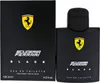 A black bottle of Ferrari Scuderia Black eau de toilette and its packaging are shown against a white background. Produktbild-Vorschau
