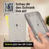 A person is holding a smartphone in front of a closet, with a QR code and AR symbol on the closet. Náhľad obrázku produktu